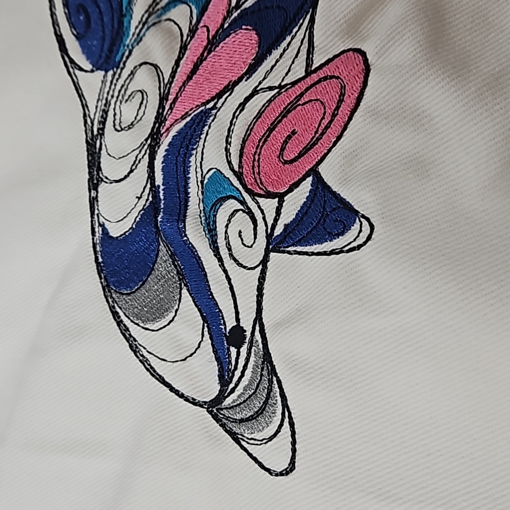 Machine Embroidered Blue & Pink Dolphin Sample Panel - Picture 2 of 3